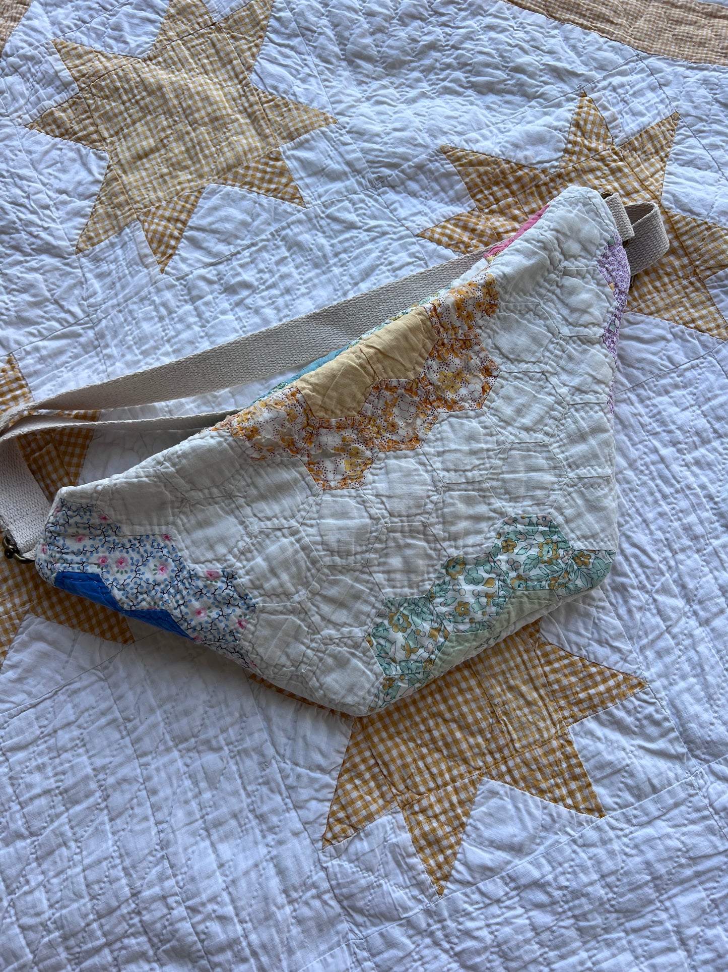 The Heirloom Quilted Bum Bag | Grandmothers Flower Garden