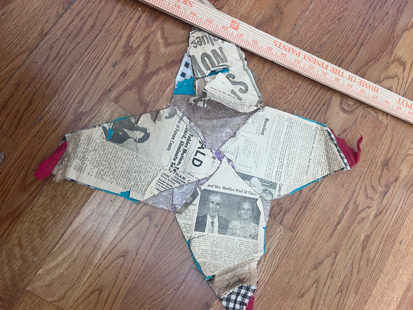 Vintage Hand-Pieced Four Point Star Quilt Blocks | 12–30” Large Scrap Quilt Stars | Newspaper Foundation Pieced