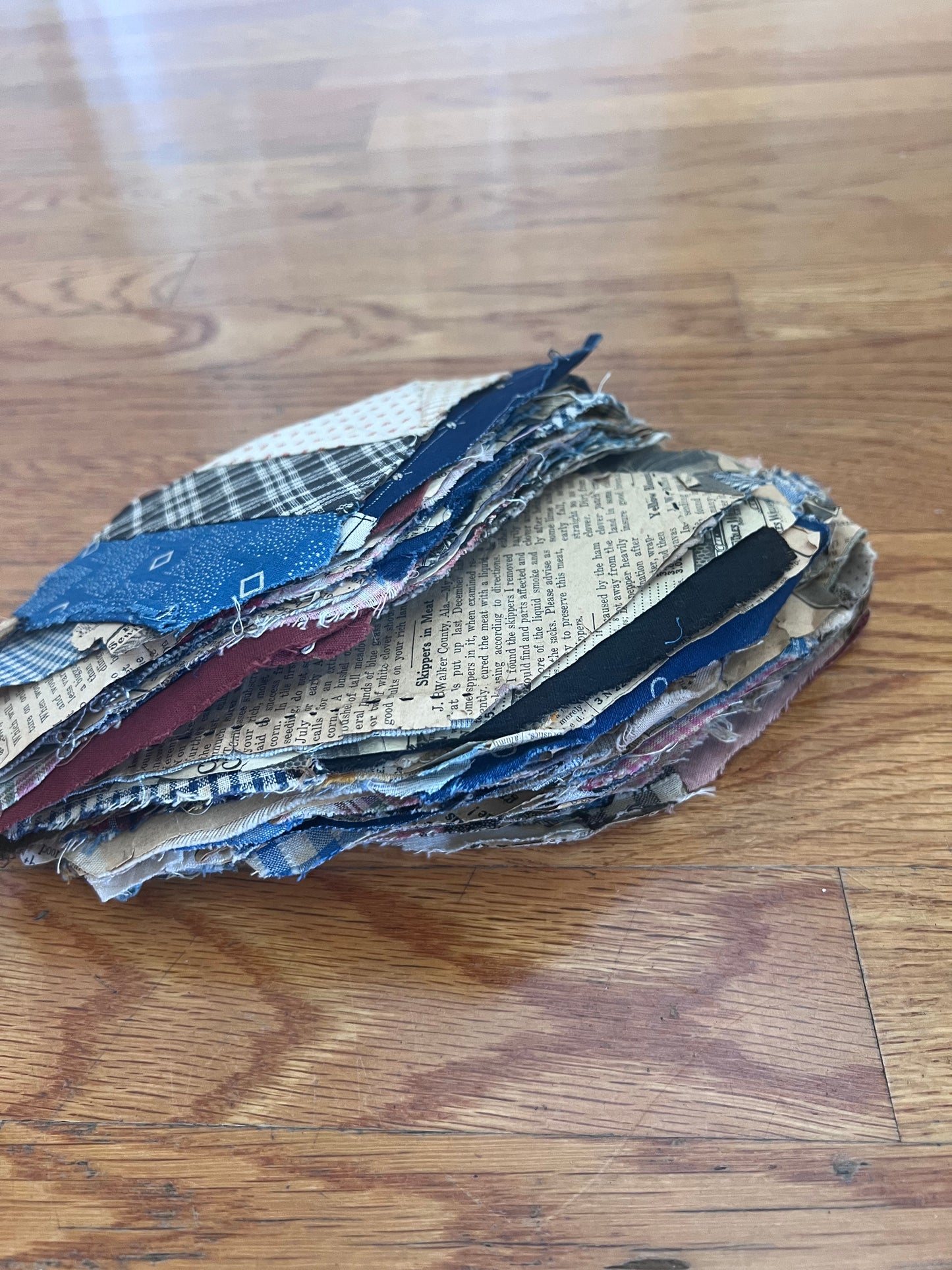 90 Antique c.1919–1920s String Quilt Pieces • Original Newspaper Foundation • Early American Scrap Quilt Blocks • Unfinished Quilt