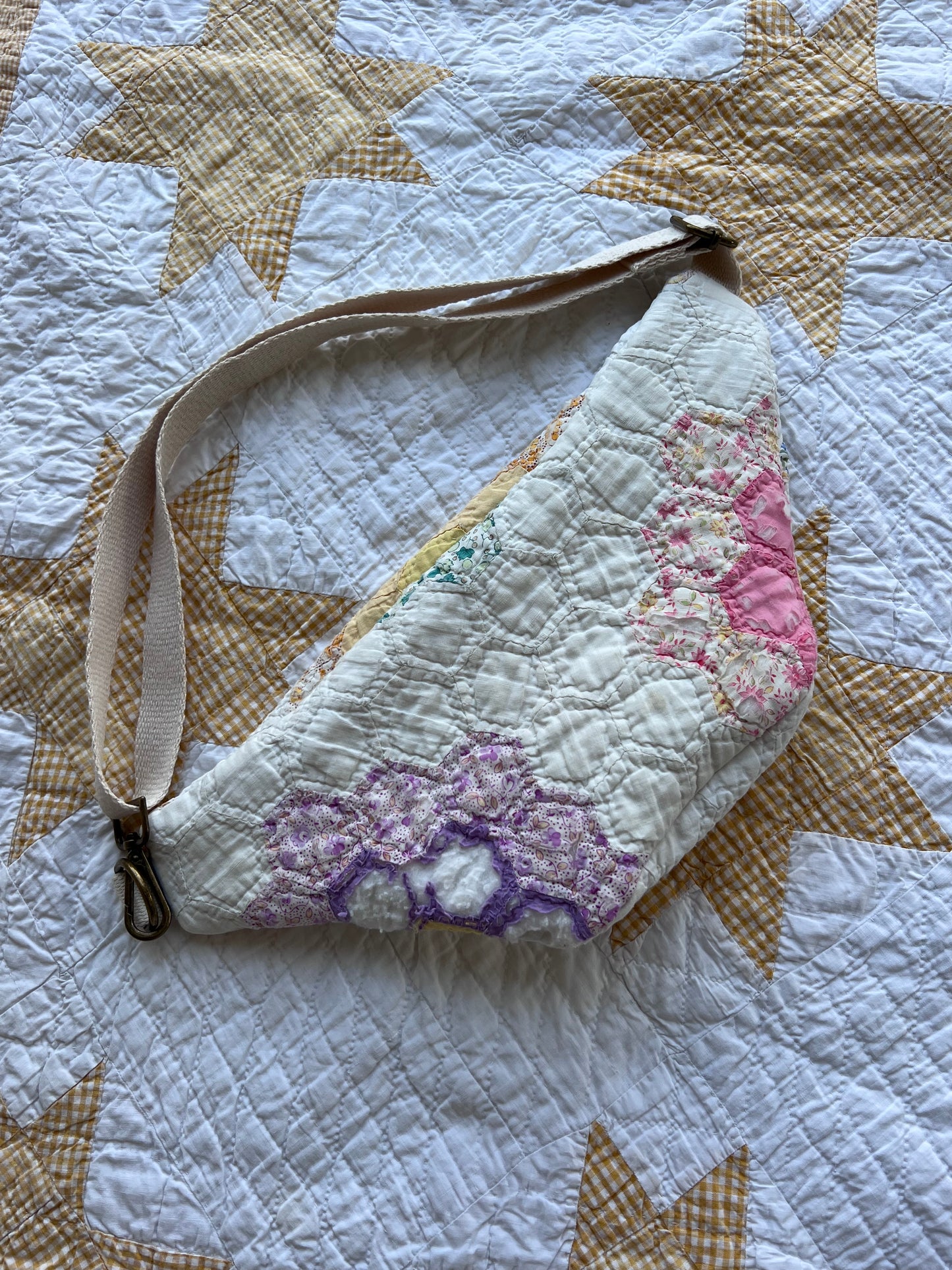 The Heirloom Quilted Bum Bag | Grandmothers Flower Garden