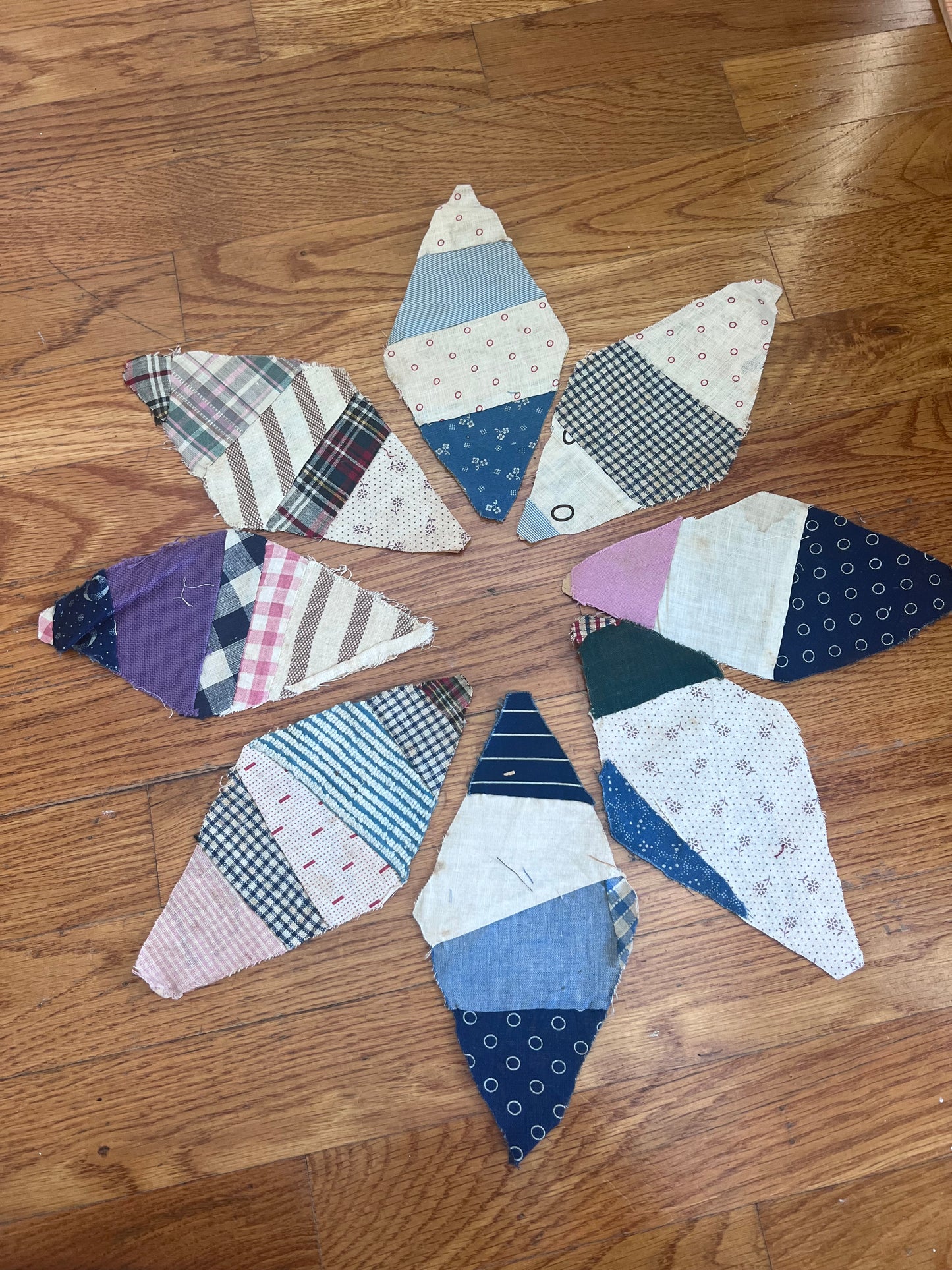 90 Antique c.1919–1920s String Quilt Pieces • Original Newspaper Foundation • Early American Scrap Quilt Blocks • Unfinished Quilt