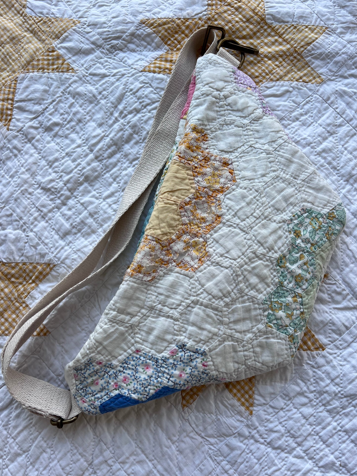 The Heirloom Quilted Bum Bag | Grandmothers Flower Garden