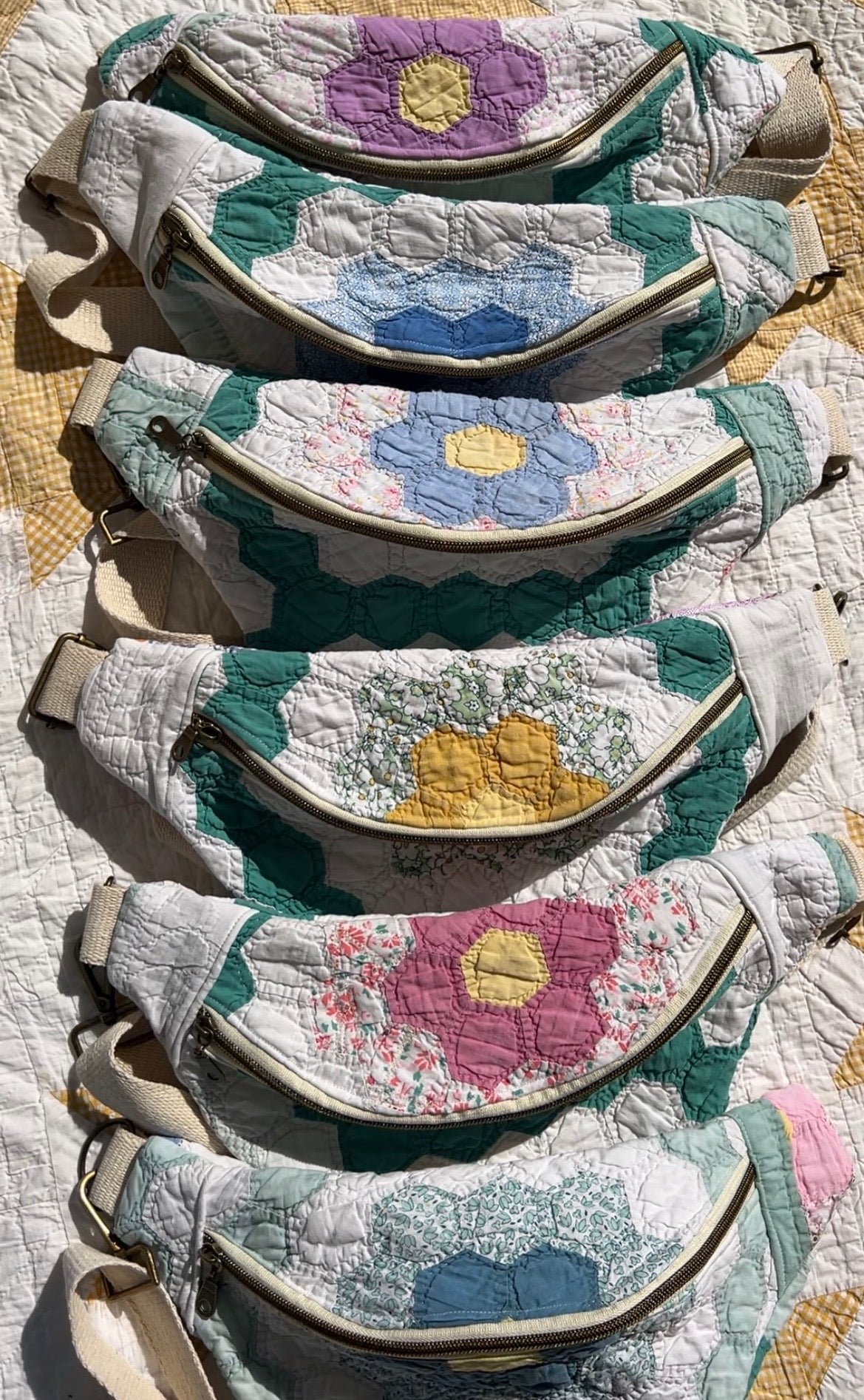 Grandmother’s Flower Garden Heirloom Bum Bag