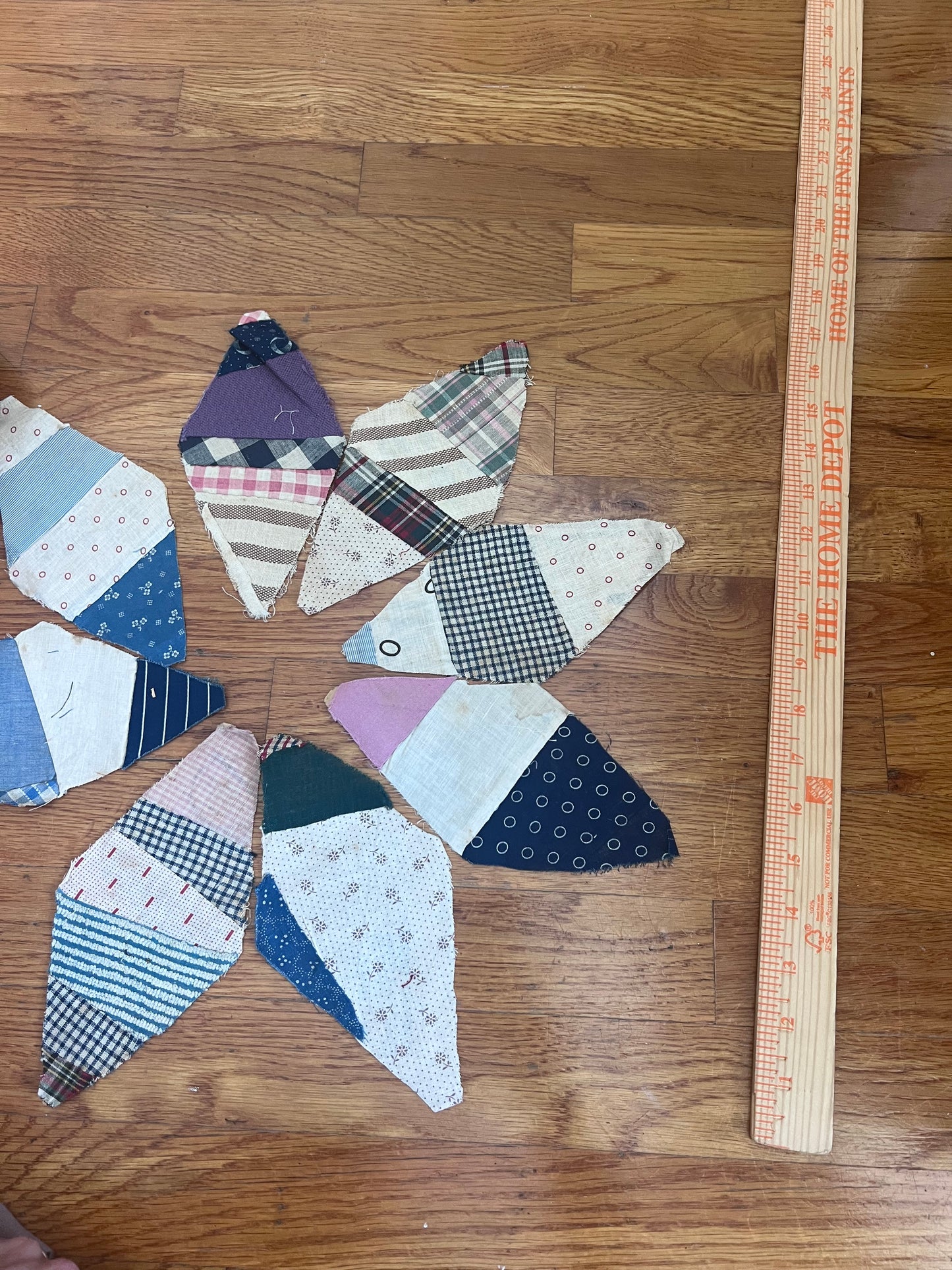 90 Antique c.1919–1920s String Quilt Pieces • Original Newspaper Foundation • Early American Scrap Quilt Blocks • Unfinished Quilt