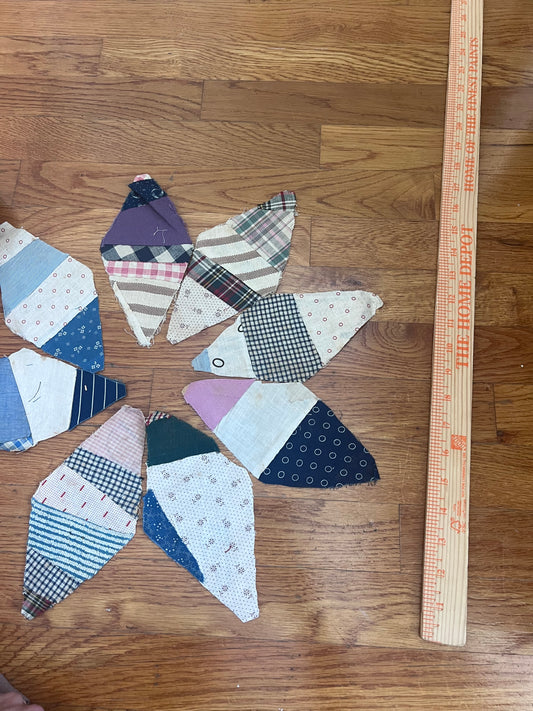 90 Antique c.1919–1920s String Quilt Pieces • Original Newspaper Foundation • Early American Scrap Quilt Blocks • Unfinished Quilt