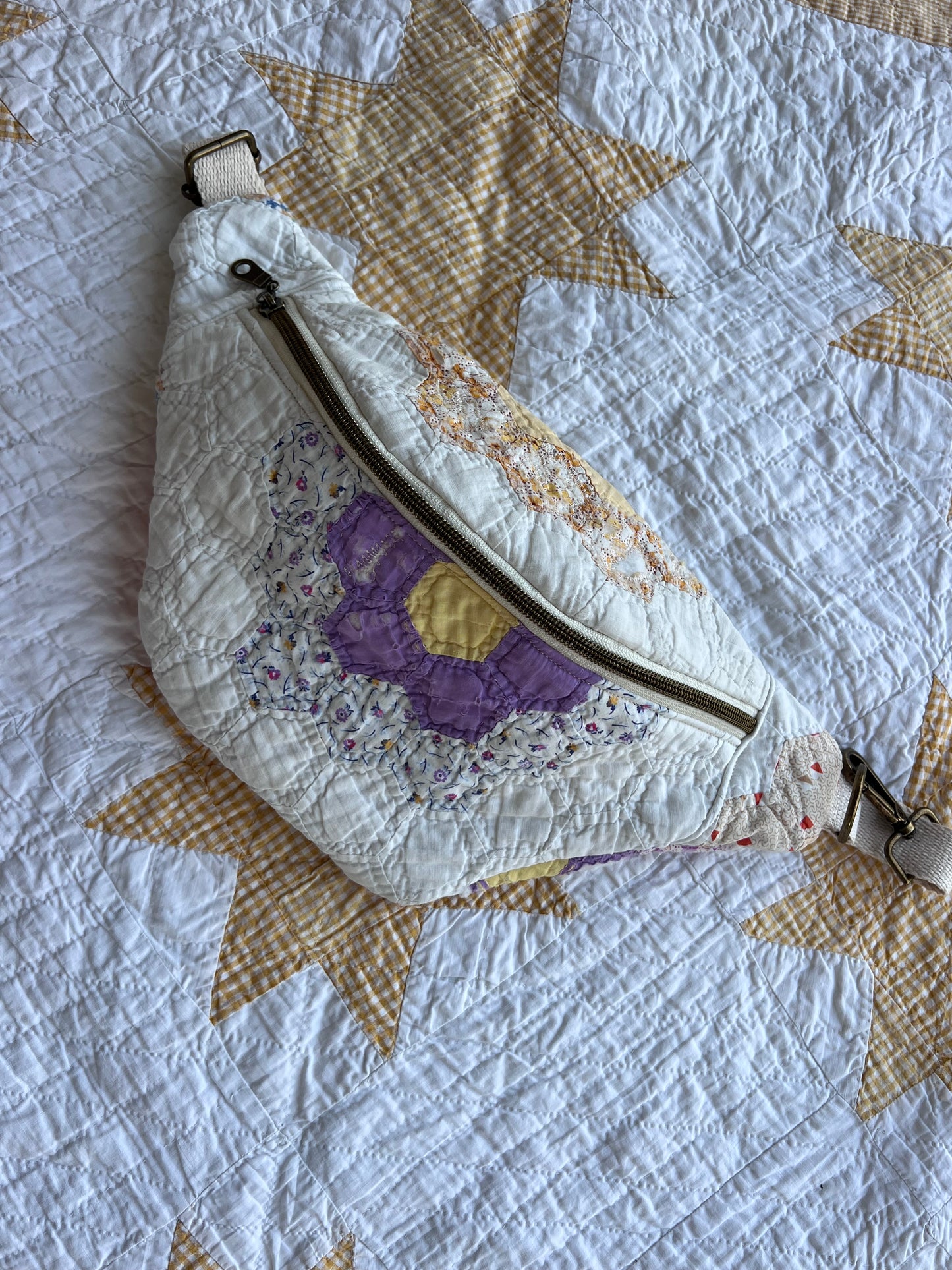 The Heirloom Quilted Bum Bag | Grandmothers Flower Garden