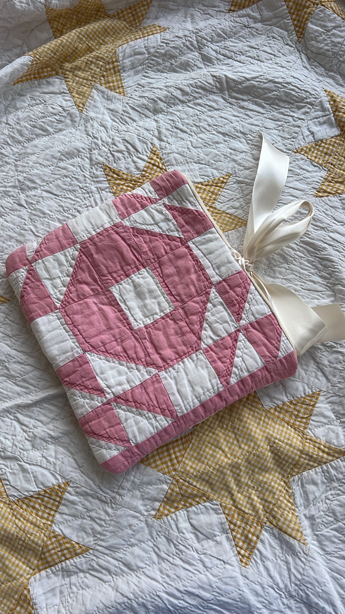 The Heirloom Book Pouch | Quilted Book Sleeve Pink